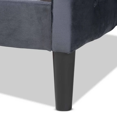 Benjamin Velvet Fabric Upholstered And Wood Daybed - Baxton Studio 6 Benjamin Velvet Fabric Upholstered And Wood Daybed - Baxton Studio - Image 6