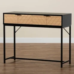 Jacinth Two-Tone Wood And Metal 2 Drawer Console Table Black/Natural Brown - Baxton Studio 15 Jacinth Two-Tone Wood And Metal 2 Drawer Console Table Black/Natural Brown - Baxton Studio -Baxton Studio GUEST 4145ef6e 870d 4539 b6d7 61238c6c94e5