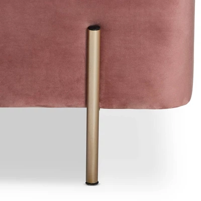 Rockwell Blush Velvet Metal Storage Bench Pink/Gold - Baxton Studio 5 Rockwell Blush Velvet Metal Storage Bench Pink/Gold - Baxton Studio - Image 5