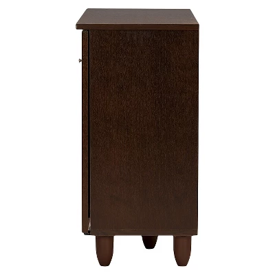 Winda Modern And Contemporary 3-Door Wooden Entryway Shoes Storage Cabinet - Dark Brown - Baxton Studio 4 Winda Modern And Contemporary 3-Door Wooden Entryway Shoes Storage Cabinet - Dark Brown - Baxton Studio - Image 4