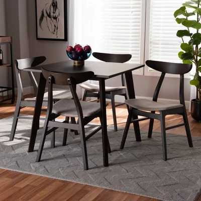 5pc Britte Fabric Upholstered Wood Dining Set - Baxton Studio 5 5pc Britte Fabric Upholstered Wood Dining Set - Baxton Studio - Image 5