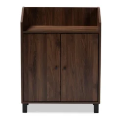 Rossin Walnut Finished 2 Door Wood Entryway Shoe Storage Cabinet With Open Shelf Brown - Baxton Studio 16 Rossin Walnut Finished 2 Door Wood Entryway Shoe Storage Cabinet With Open Shelf Brown - Baxton Studio -Baxton Studio GUEST 43594d31 49d7 4d34 a0f0 3a681922777a