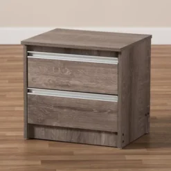Gallia Modern And Contemporary Oak Finished 2 Drawer Nightstand Brown - Baxton Studio -Baxton Studio GUEST 438a6de7 4a0b 4bad 87d2 9c7f3f1e5d01