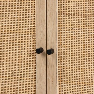 Ardon Bohemian Wood And Metal 2 Door Storage Cabinet With Rattan Light Brown/Black - Baxton Studio 4 Ardon Bohemian Wood And Metal 2 Door Storage Cabinet With Rattan Light Brown/Black - Baxton Studio - Image 4