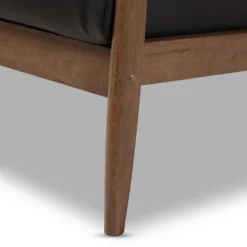 Venza Mid Century Modern Walnut Wood Faux Leather Lounge Chair Black - Baxton Studio -Baxton Studio GUEST 44360b8b 6af0 47d3 a9b8 c6ab98499638