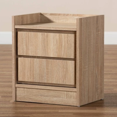 2 Drawers Hale Wood Nightstand - Baxton Studio 6 2 Drawers Hale Wood Nightstand - Baxton Studio - Image 6