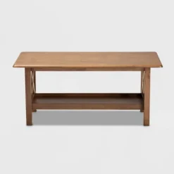 Baxton Studio 35 Reese Rectangular Wood Coffee Table Brown - Baxton Studio