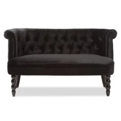 Flax Victorian Style Contemporary Velvet Fabric Upholstered 2 Seater Loveseat Black - Baxton Studio -Baxton Studio GUEST 44b1ca6e 2095 4197 ba40 00be491a2210