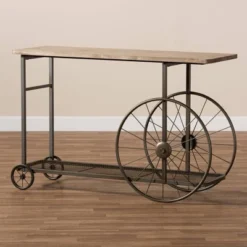 Terence Vintage Industrial Natural Wood And Metal Wheeled Console Table Black - Baxton Studio 11 Terence Vintage Industrial Natural Wood And Metal Wheeled Console Table Black - Baxton Studio -Baxton Studio GUEST 44c205ad 8722 4ff8 b25f 2503d30d3ef0