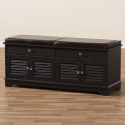 Leo Modern And Contemporary Wood 2 Drawer Shoe Storage Bench Dark Brown - Baxton Studio 17 Leo Modern And Contemporary Wood 2 Drawer Shoe Storage Bench Dark Brown - Baxton Studio -Baxton Studio GUEST 44ec4e02 b552 4d82 bc73 5a8e72b5c788