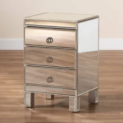 Ewan Mirrored 3 Drawer Nightstand Silver - Baxton Studio 13 Ewan Mirrored 3 Drawer Nightstand Silver - Baxton Studio -Baxton Studio GUEST 45259b72 e016 4aa8 8642 0d6c01d7d5d8