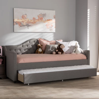 Twin Perry Modern And Contemporary Fabric Daybed With Trundle Light Gray - Baxton Studio 8 Twin Perry Modern And Contemporary Fabric Daybed With Trundle Light Gray - Baxton Studio - Image 8
