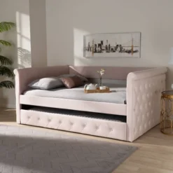 Full Amaya Velvet Daybed With Trundle Pink - Baxton Studio 16 Full Amaya Velvet Daybed With Trundle Pink - Baxton Studio -Baxton Studio GUEST 45f2b072 7398 49b5 af4b 85a6b00c13fd
