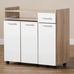 Charmain Modern And Contemporary Light Oak And Finish Kitchen Cabinet White/Brown - Baxton Studio 20 Charmain Modern And Contemporary Light Oak And Finish Kitchen Cabinet White/Brown - Baxton Studio -Baxton Studio GUEST 461068f9 26dd 44c5 be81 4d10f7e06f82