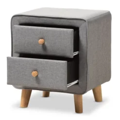 Jonesy Mid - Century Fabric Upholstered 2 - Drawer Nightstand - Gray - Baxton Studio -Baxton Studio GUEST 461d7df4 2508 4874 bc31 6a25e06039a2
