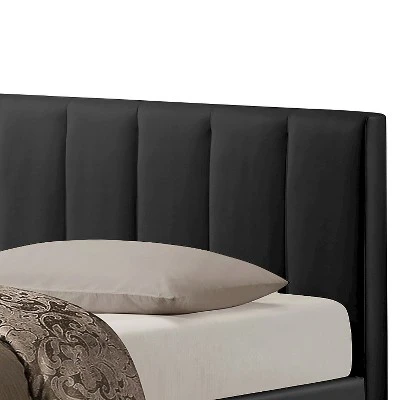 Queen Templemore Black Leather Contemporary Bed - Baxton Studio 3 Queen Templemore Black Leather Contemporary Bed - Baxton Studio - Image 3