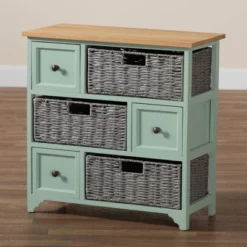 Valtina Two-Tone Wood 3 Drawer Storage Unit With Baskets Oak Brown/Gray/Mint Green - Baxton Studio 15 Valtina Two-Tone Wood 3 Drawer Storage Unit With Baskets Oak Brown/Gray/Mint Green - Baxton Studio -Baxton Studio GUEST 46ba713b fbe3 4c8a 8322 e00d300f569e