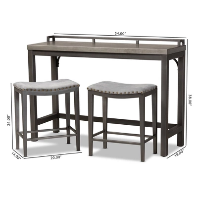 3pc Noll Upholstered Metal Counter Height Dining Set Gray - Baxton Studio 7 3pc Noll Upholstered Metal Counter Height Dining Set Gray - Baxton Studio - Image 7