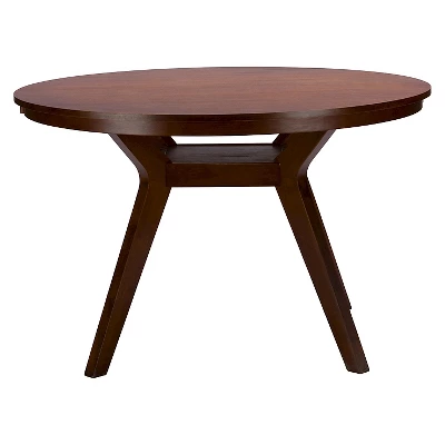 Montreal Mid-Century Round Wood Dining Table - Brown Walnut - Baxton Studio 1 Montreal Mid-Century Round Wood Dining Table - Brown Walnut - Baxton Studio