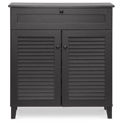 Calvin Shoe - Storage Cabinet - Espresso - Baxton Studio 1 Calvin Shoe - Storage Cabinet - Espresso - Baxton Studio