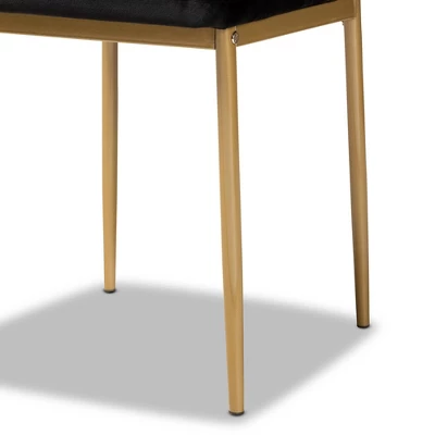 4pc Armand Velvet Fabric Upholstered And Metal Dining Chair Set - Baxton Studio 3 4pc Armand Velvet Fabric Upholstered And Metal Dining Chair Set - Baxton Studio - Image 3