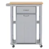 Yonkers Contemporary Kitchen Cart With Wood Top Light Gray - Baxton Studio