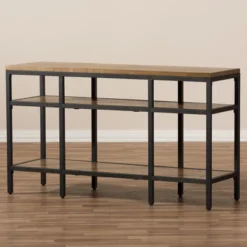 Caribou Rustic Industrial Style Oak Wood And Metal Finished Console Table Black - Baxton Studio 12 Caribou Rustic Industrial Style Oak Wood And Metal Finished Console Table Black - Baxton Studio -Baxton Studio GUEST 4805c02b 689a 4597 bc28 e089841860b1