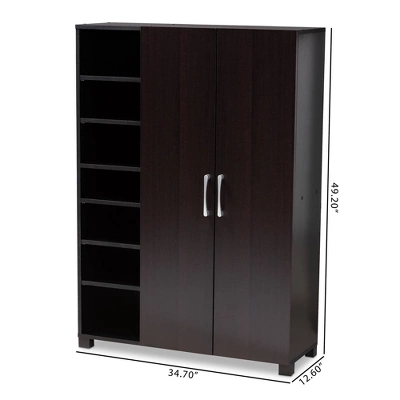 Marine Finished 2 Door Wood Entryway Shoe Storage Cabinet With Open Shelves Brown - Baxton Studio 5 Marine Finished 2 Door Wood Entryway Shoe Storage Cabinet With Open Shelves Brown - Baxton Studio - Image 5