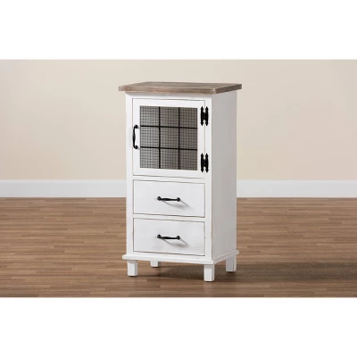 Faron Finished Wood 2 Drawer Storage Cabinet White/Oak Brown - Baxton Studio 7 Faron Finished Wood 2 Drawer Storage Cabinet White/Oak Brown - Baxton Studio - Image 7