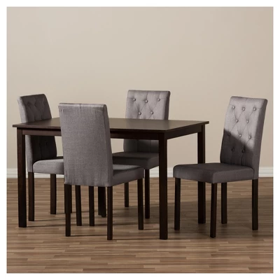 5pc Gardner Modern And Contemporary Finished And Fabric Upholstered Dining Set Gray/Dark Brown - Baxton Studio 1 5pc Gardner Modern And Contemporary Finished And Fabric Upholstered Dining Set Gray/Dark Brown - Baxton Studio