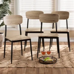 4pc Honore Wood And Metal Dining Chair Set Light Brown/Black - Baxton Studio 11 4pc Honore Wood And Metal Dining Chair Set Light Brown/Black - Baxton Studio -Baxton Studio GUEST 49253c40 bcce 45d0 a1ed 310403206ece