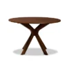 48" Kenji Wide Round Wood Dining Table Walnut - Baxton Studio