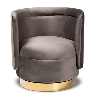 Saffi Velvet Upholstered Swivel Accent Chair - Baxton Studio 1 Saffi Velvet Upholstered Swivel Accent Chair - Baxton Studio