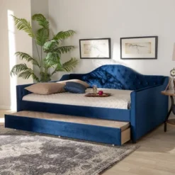 Perry Velvet Daybed With Trundle - Baxton Studio 11 Perry Velvet Daybed With Trundle - Baxton Studio -Baxton Studio GUEST 496661a3 8e07 4a1f 8849 c925cfe2d051