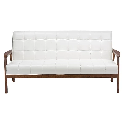 Mid-Century Masterpieces Sofa White - Baxton Studio 1 Mid-Century Masterpieces Sofa White - Baxton Studio