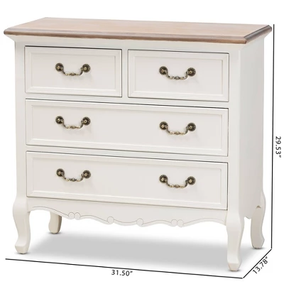 Amalie 4 Drawer Accent Dresser White/Oak - Baxton Studio 9 Amalie 4 Drawer Accent Dresser White/Oak - Baxton Studio - Image 9