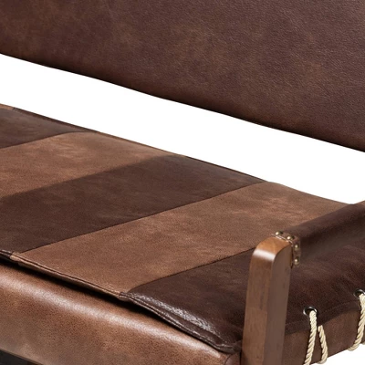 Rovelyn Faux Leather Finished Wood Sofa Brown - Baxton Studio 2 Rovelyn Faux Leather Finished Wood Sofa Brown - Baxton Studio - Image 2