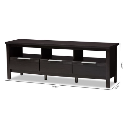 Elaine Modern And Contemporary Finished TV Stand For TVs Up To 60" Dark Brown - Baxton Studio 8 Elaine Modern And Contemporary Finished TV Stand For TVs Up To 60" Dark Brown - Baxton Studio - Image 8