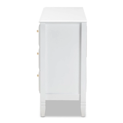 6 Drawer Naomi Wood Bedroom Dresser White/Gold - Baxton Studio 3 6 Drawer Naomi Wood Bedroom Dresser White/Gold - Baxton Studio - Image 3