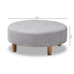 Baxton Studio Vinet Natural Wood Cocktail Ottoman Gray: Modern Upholstered Round Coffee Table, 250lb Capacity 11 Baxton Studio Vinet Natural Wood Cocktail Ottoman Gray: Modern Upholstered Round Coffee Table, 250lb Capacity -Baxton Studio GUEST 4c1fa506 4cf8 4438 aed3 6160d971b95e