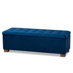 Roanoke Velvet Upholstered Grid Tufted Storage Ottoman Bench - Baxton Studio -Baxton Studio GUEST 4c39a977 dd15 4dec 8c69 f2570cb7e94b