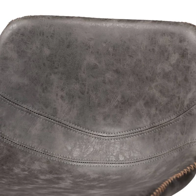 Set Of 2 Tani Faux Leather Upholstered Metal Barstools Gray/Black - Baxton Studio 3 Set Of 2 Tani Faux Leather Upholstered Metal Barstools Gray/Black - Baxton Studio - Image 3