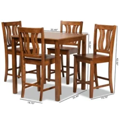 5pc Fenton Wood Pub Dining Set Walnut/Brown - Baxton Studio -Baxton Studio GUEST 4cdf4756 b392 4aa9 99fe 0af989863a43