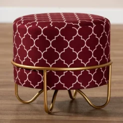 Candice Quatrefoil Velvet Upholstered Metal Ottoman Red - Baxton Studio 10 Candice Quatrefoil Velvet Upholstered Metal Ottoman Red - Baxton Studio -Baxton Studio GUEST 4d055384 5c2d 45e7 b18d ae5fd20c5534