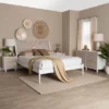Baxton Studio King 4pc Louetta Carved Contrasting Bedroom Set White/Natural Brown
