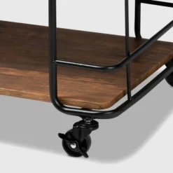 Neal Metal And Wood Kitchen Serving Cart Walnut/Black - Baxton Studio -Baxton Studio GUEST 4d9600ee e89e 4412 9c4f 7205fb96cbf8