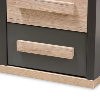 Pandora Modern And Contemporary Two-Tone 2 Drawer Nightstand Dark Gray - Baxton Studio 5 Pandora Modern And Contemporary Two-Tone 2 Drawer Nightstand Dark Gray - Baxton Studio - Image 5