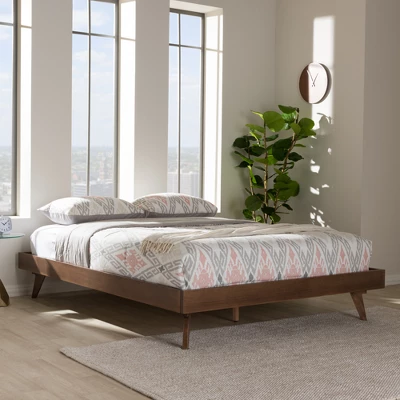 Jacob Mid - Century Modern Walnut Finished Solid Wood Bed Frame - Baxton Studio 4 Jacob Mid - Century Modern Walnut Finished Solid Wood Bed Frame - Baxton Studio - Image 4