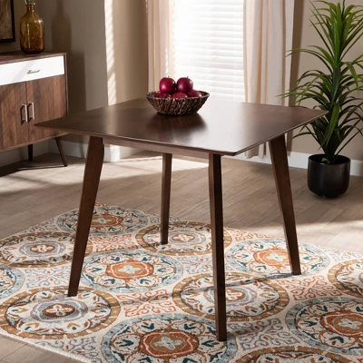 Pernille Square Wood Dining Table Walnut - Baxton Studio 4 Pernille Square Wood Dining Table Walnut - Baxton Studio - Image 4