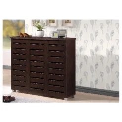 Adalwin Modern And Contemporary 3-Door Wooden Entryway Shoes Storage Cabinet - Dark Brown - Baxton Studio -Baxton Studio GUEST 4f13734a 2864 434c 9f35 8cd8ca395583